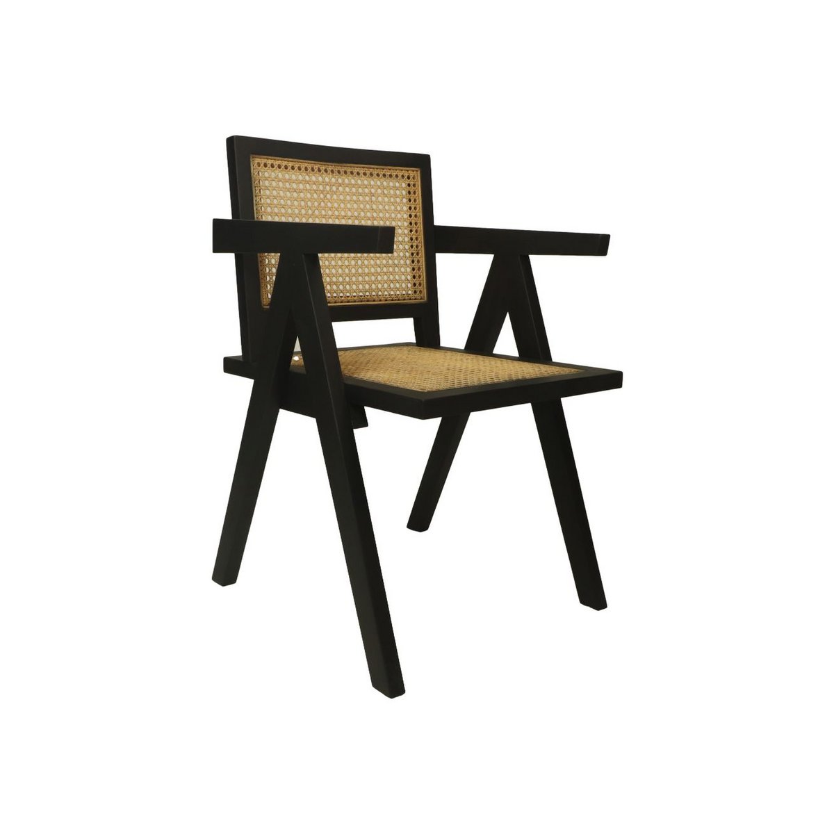 Dining room chair - 56x52x83 - Black/Natural - Mahogany/roatan