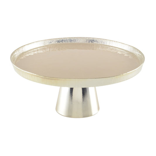 CAKE DISH ON FOOT CREAM 28CM