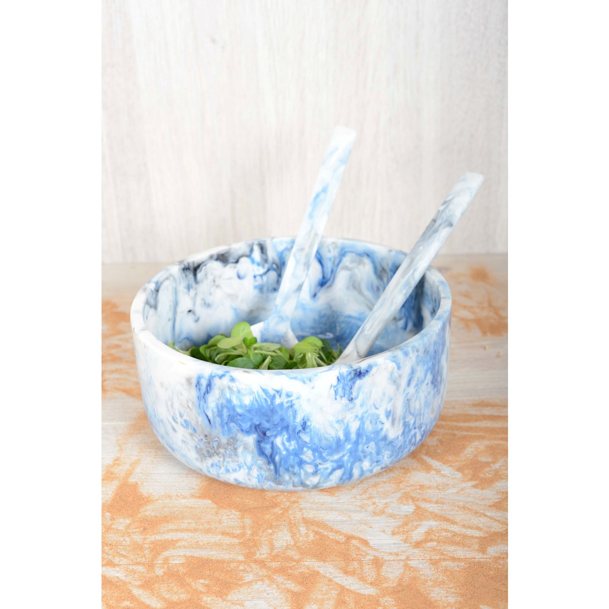 CLOUDY BLUE RESIN SALAD CUTLERY