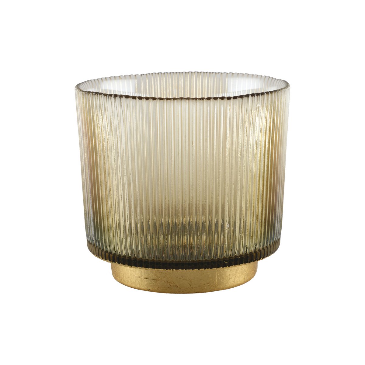 SMOKED RIBBED TEA LIGHT H14 CM