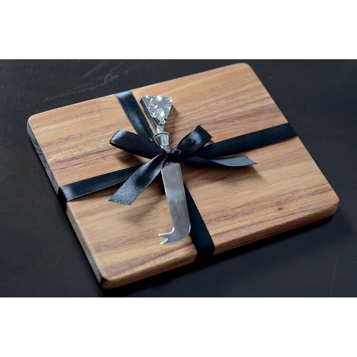 ACACIA CHEESE LEAF WITH CHEESE DESIGN KNIFE