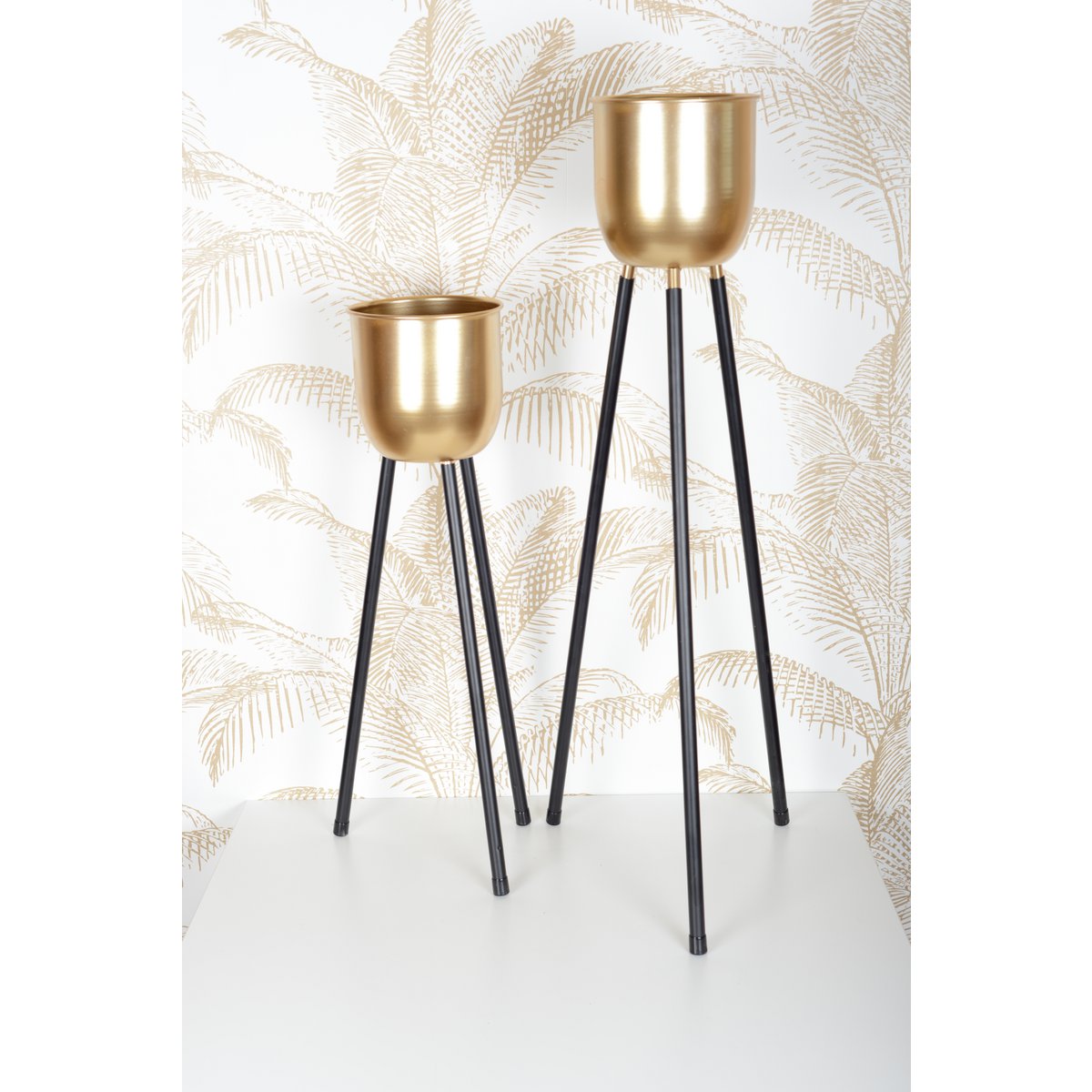 PLANT STAND WITH GOLDEN VASE H.62.5CM