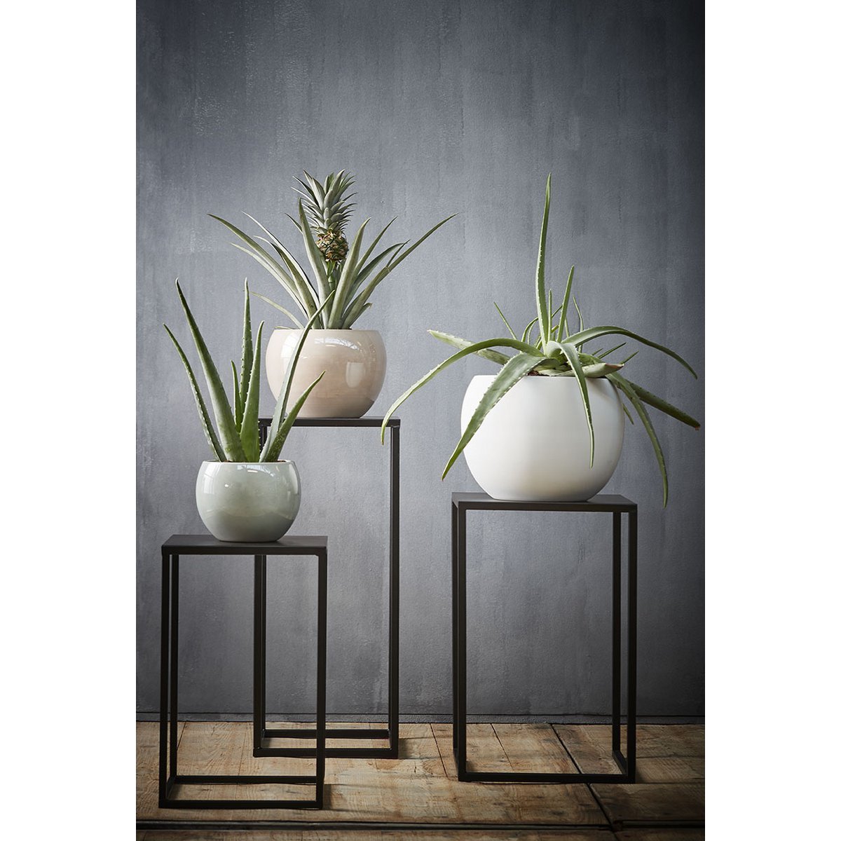 Goa Side table - Set of 2 - L30 x W30 x H70 cm - Metal - Black