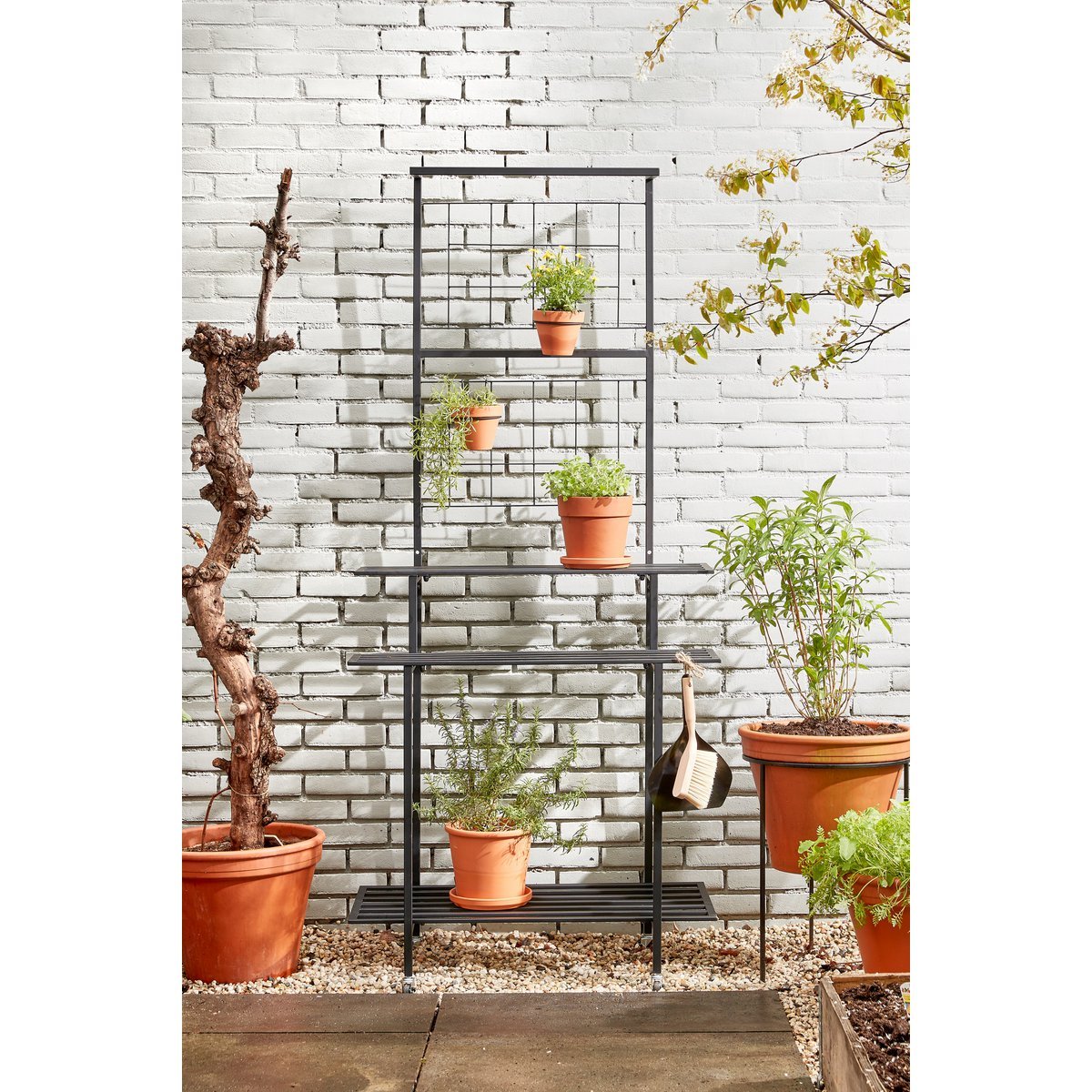 Greenrax Plant Stand - L90 x W44 x H190 cm - Metal - Black