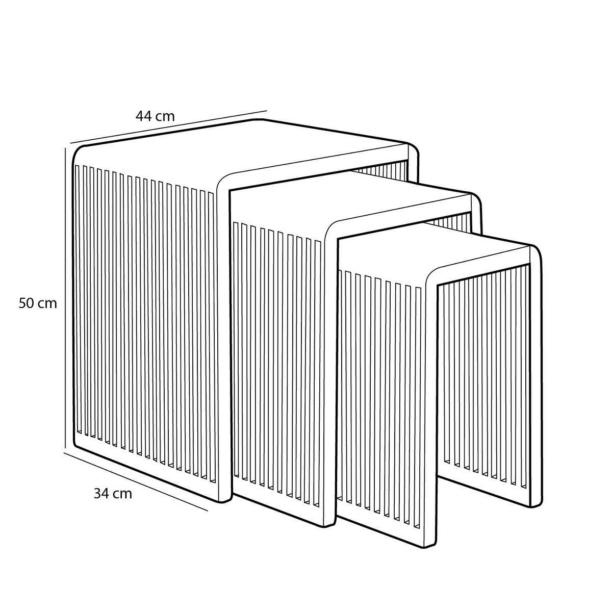 Yonker Bijzettafel - Set van 3 - L44 x B34 x H50 cm - Gerecycled Hout - Bruin