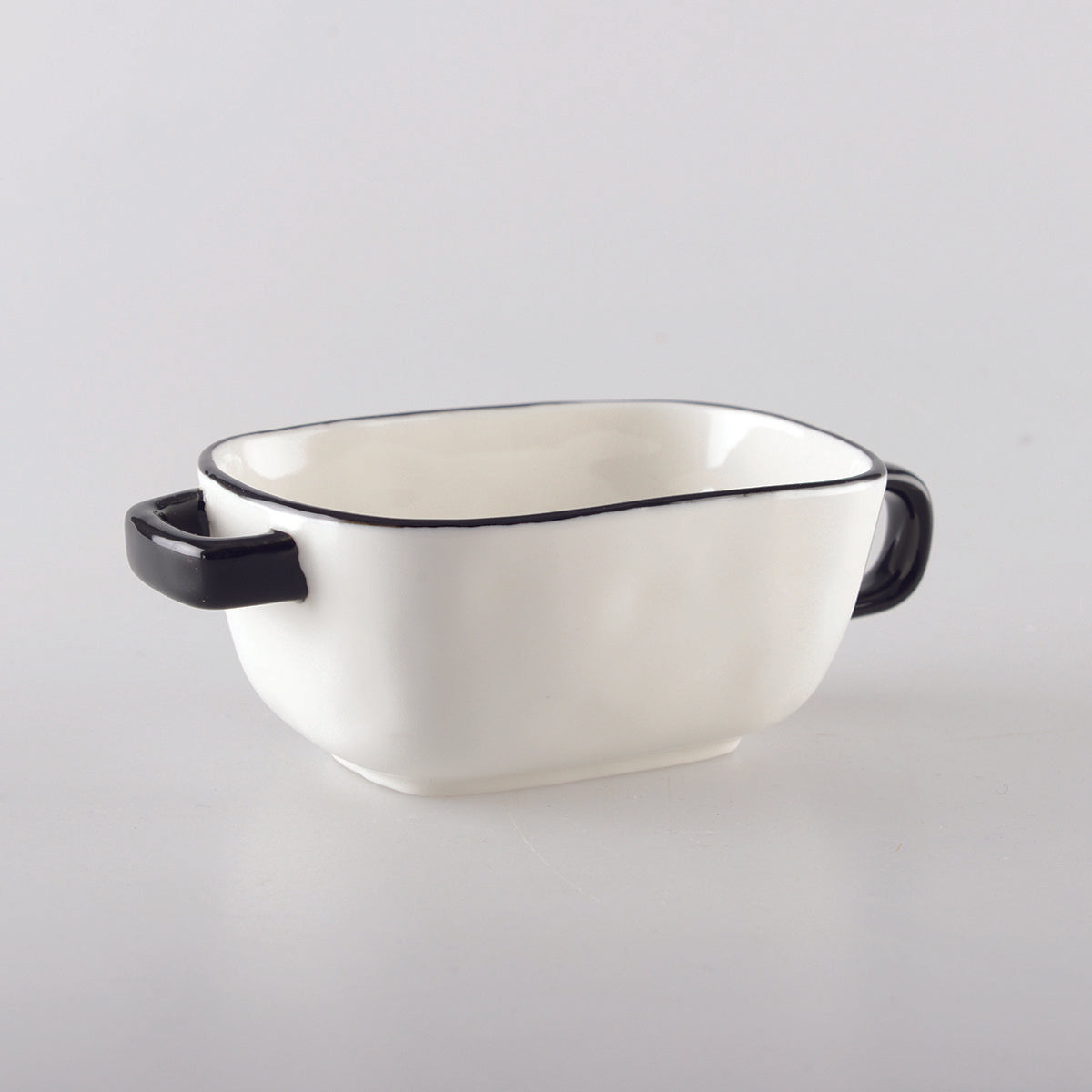 RECTANGULAR PORCELAIN BOWL BLACK AND WHITE 12CM