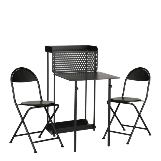 Torre Balcony Set - Set of 3 - Metal - Black