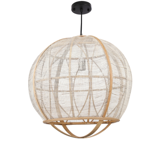 Pella Hanglamp - H50 x Ø51 cm - Linnen - Beige