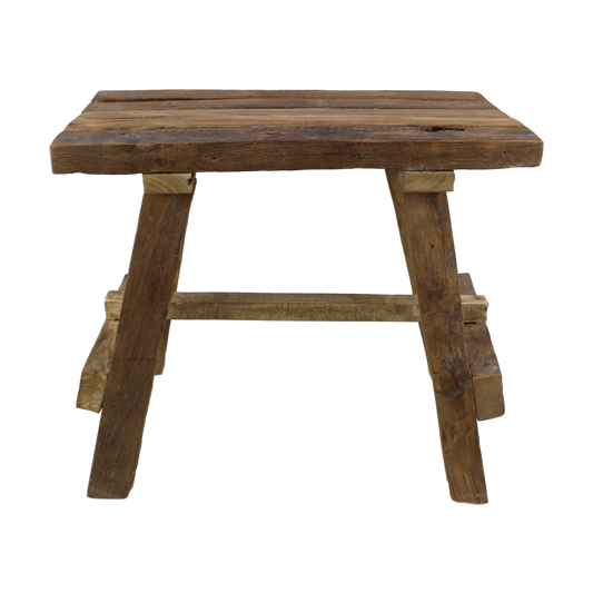 Rustic Accent Stool - natural - teak