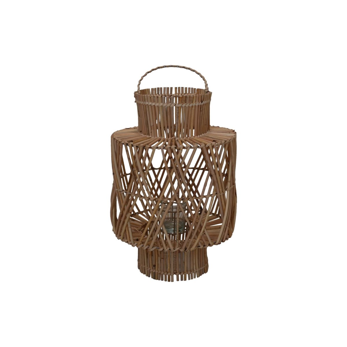 Lantern indoors &amp; outdoors - 28x28x38 - Rattan/Glass - Natural