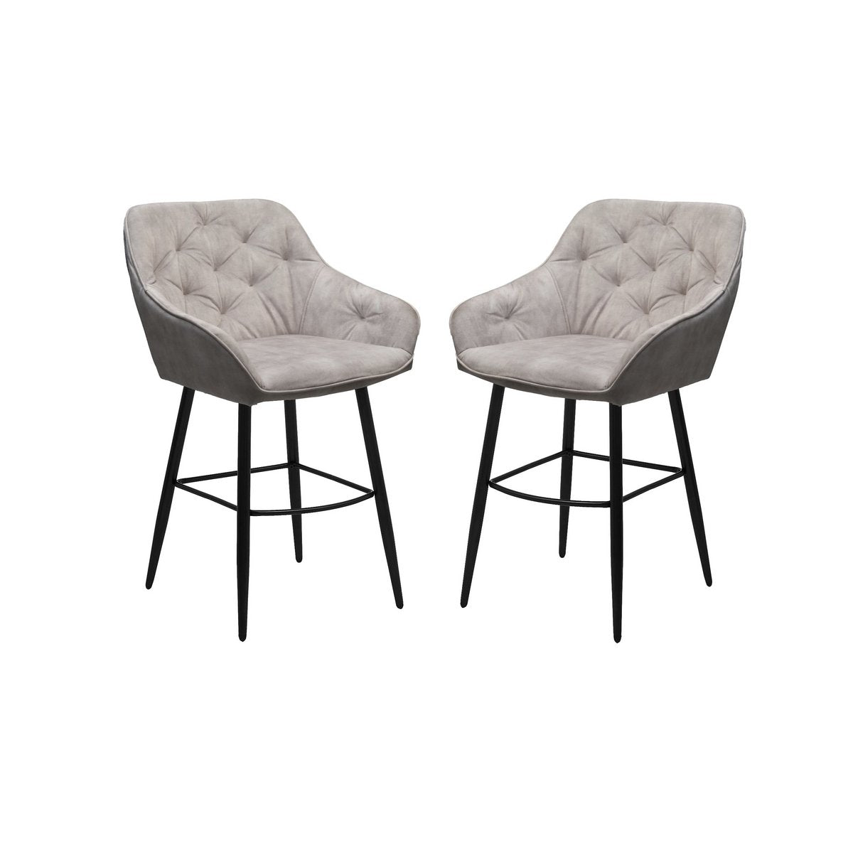 Bar chair Liverpool - Set of 2 - 56x61x97 - Cream/Black - Velvet/metal