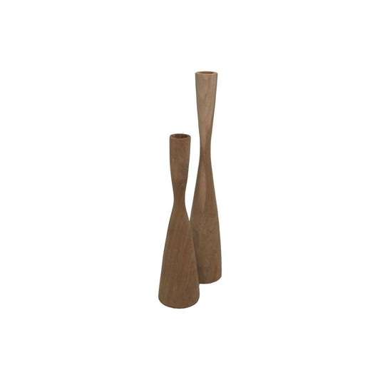 Candlestick Set of 2 - ø8X32/ø8X42 - Natural - Teak