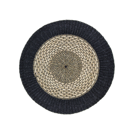 Rug Malibu - ø100 cm - raffia/seagrass - Natural/Black