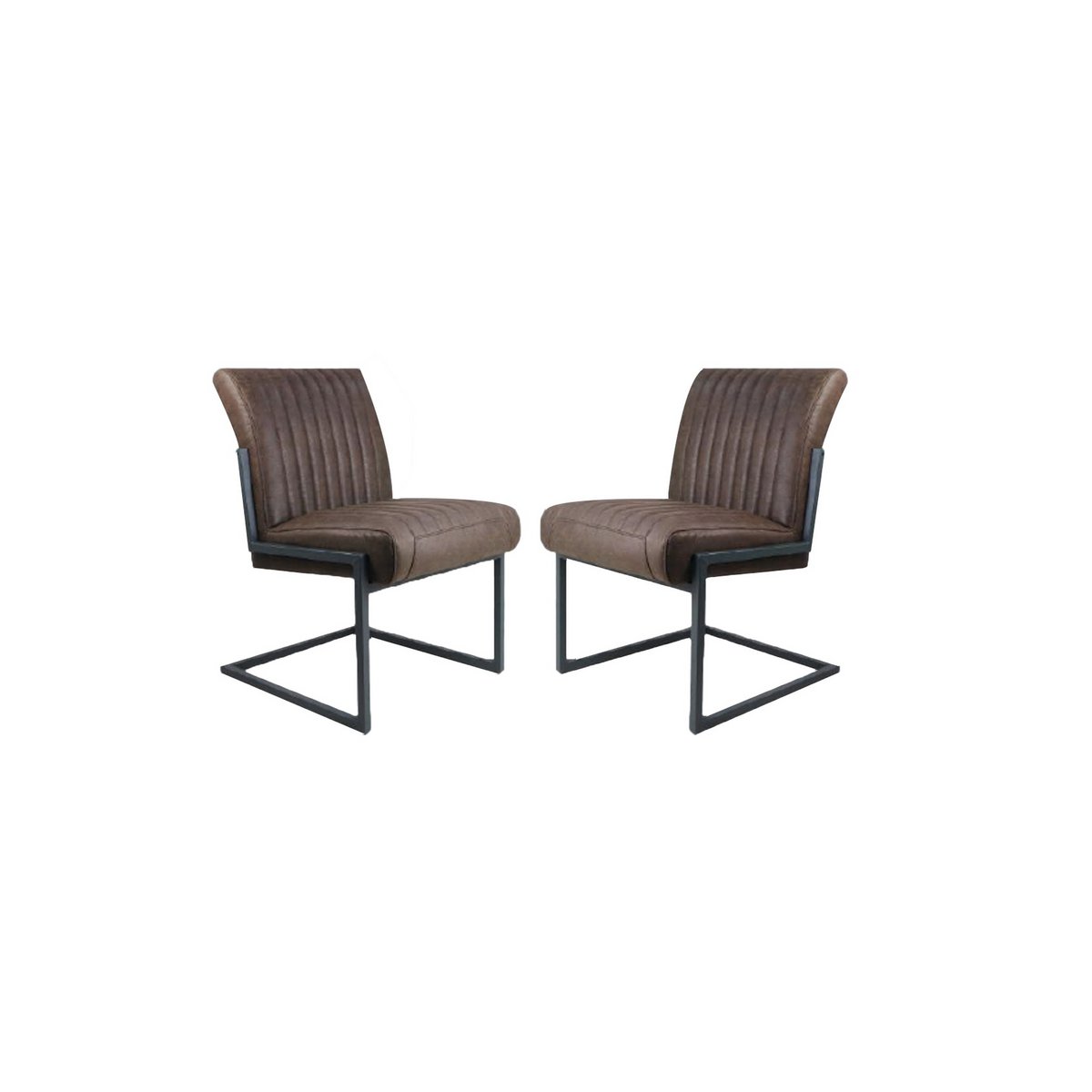 HSM Collection-Eetkamerstoel Texas S/2-55x50x85-Espresso/Zwart-Leder/Metaal