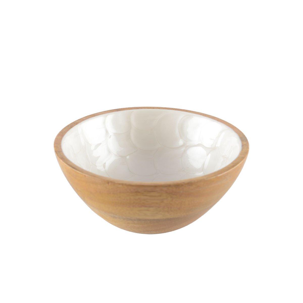 WHITE PEARL MANGO WOOD BOWL 18CM