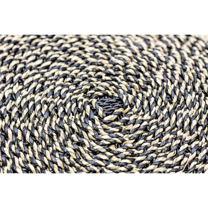 Rug Malibu - ø100 cm - raffia/seagrass - Natural/Black