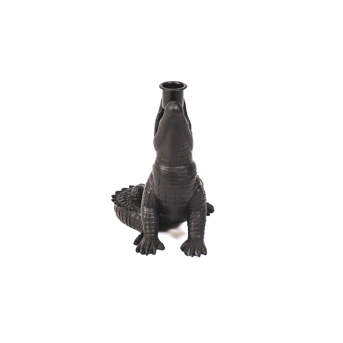 HV Crocodile Candle Holder - Black - 15x18x12cm