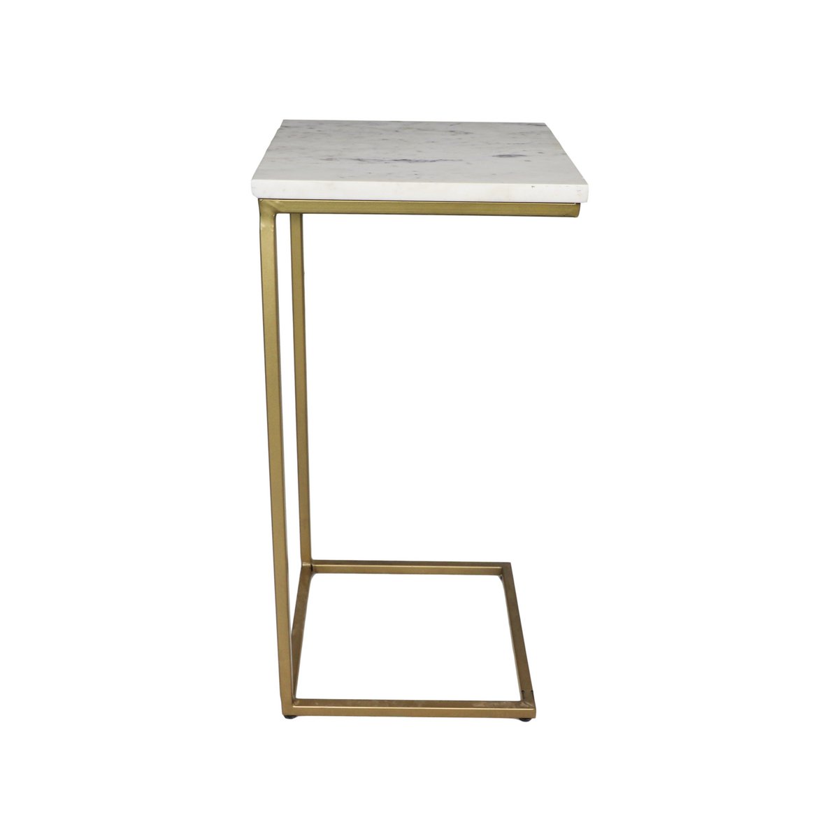 Bijzettafel Read - 32x32x65 - Wit/goud - Marmer/IJzer