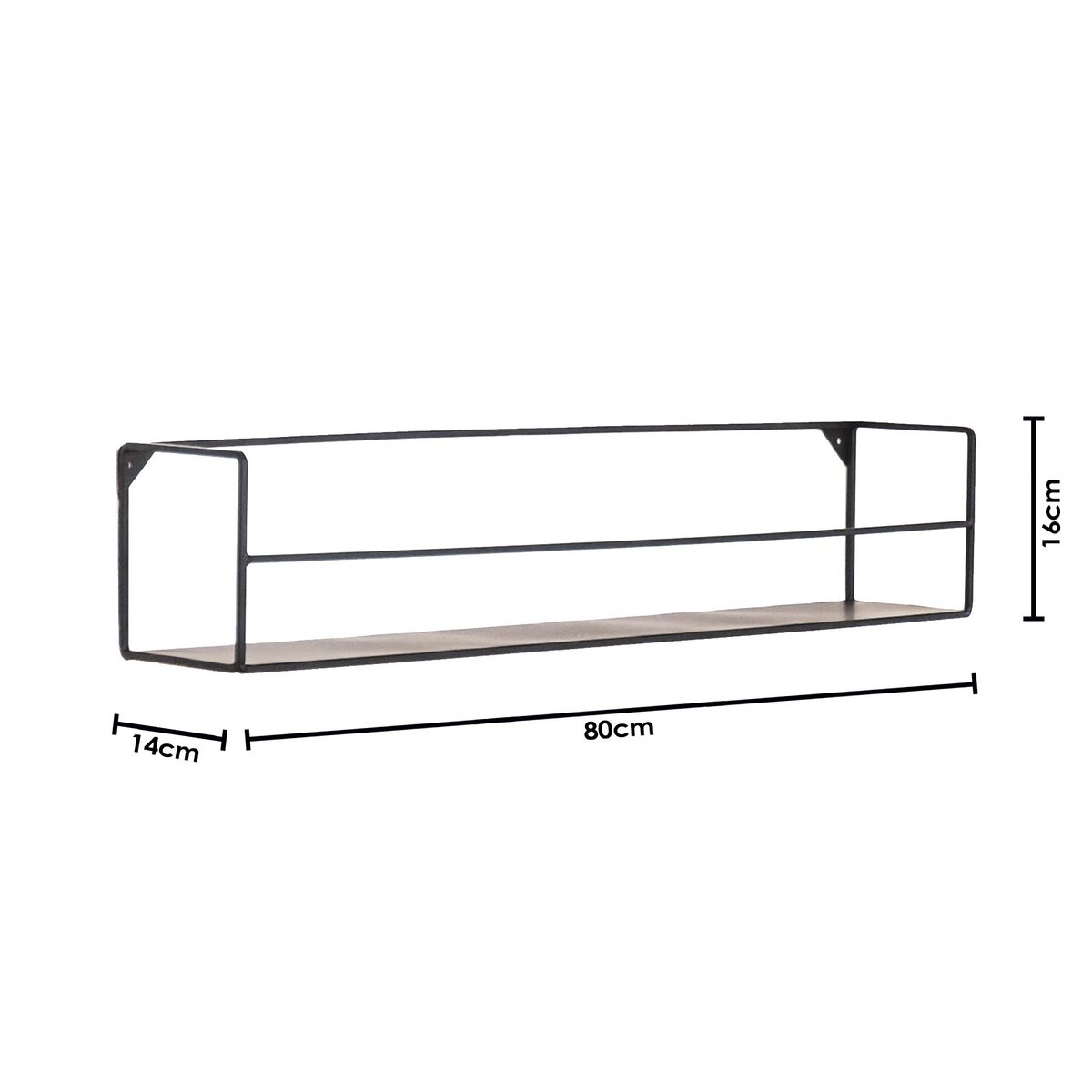 HV Set of 2 Wall Shelves - Black - Metal -