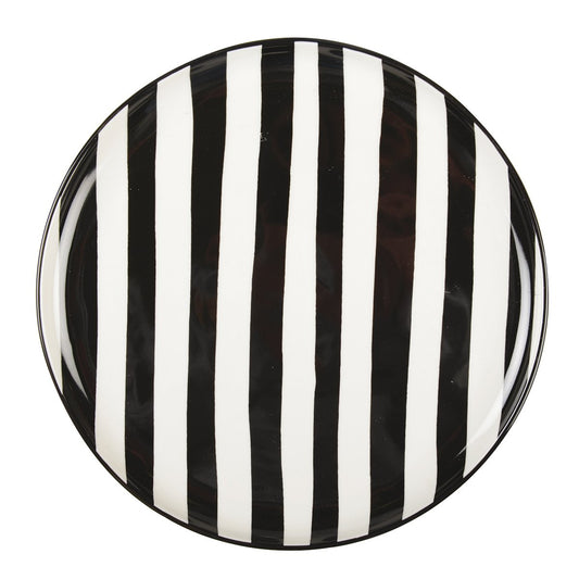 PLATE BLACK AND WHITE STRIPES 26CM