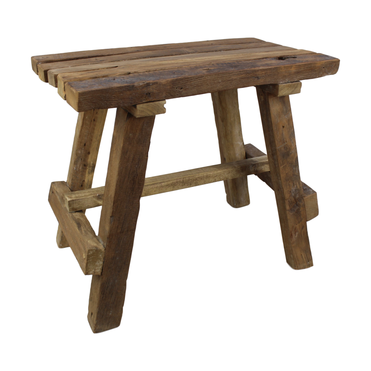 Rustic Accent Stool - natural - teak