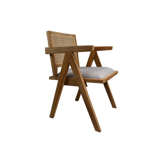 HSM Collection-Dining room chair Phi+ seat-52x54x83-Natural/Gray-Teak/Fabric