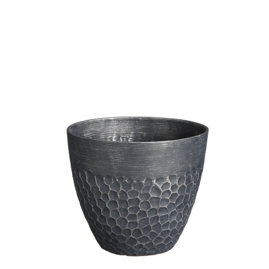 Bravo Outdoor Flower Pot - H26 x Ø30.5 cm - Black hammered