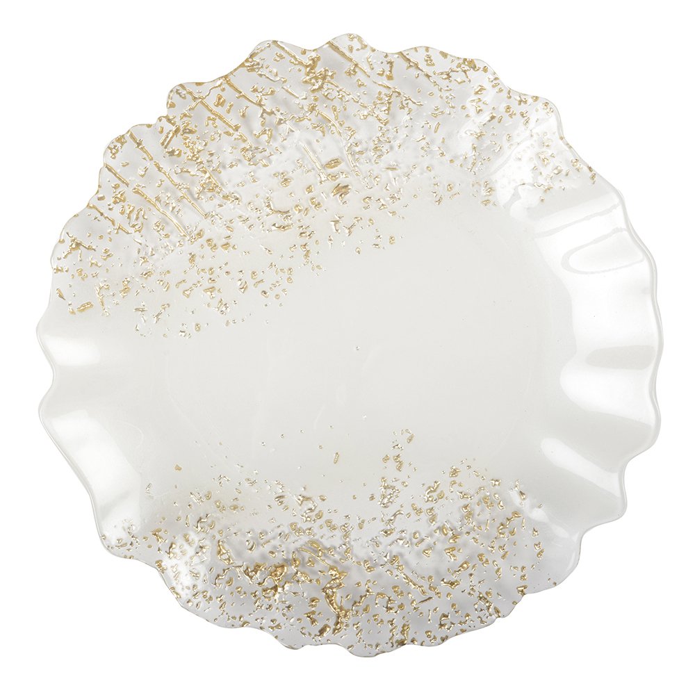 WHITE AND GOLD FLAT PLATE 32CM