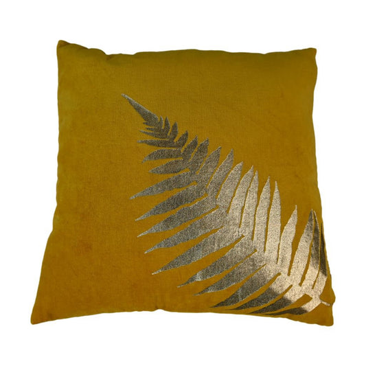 Cushion with print - 45x45 - MustardYellow/Gold - Velvet