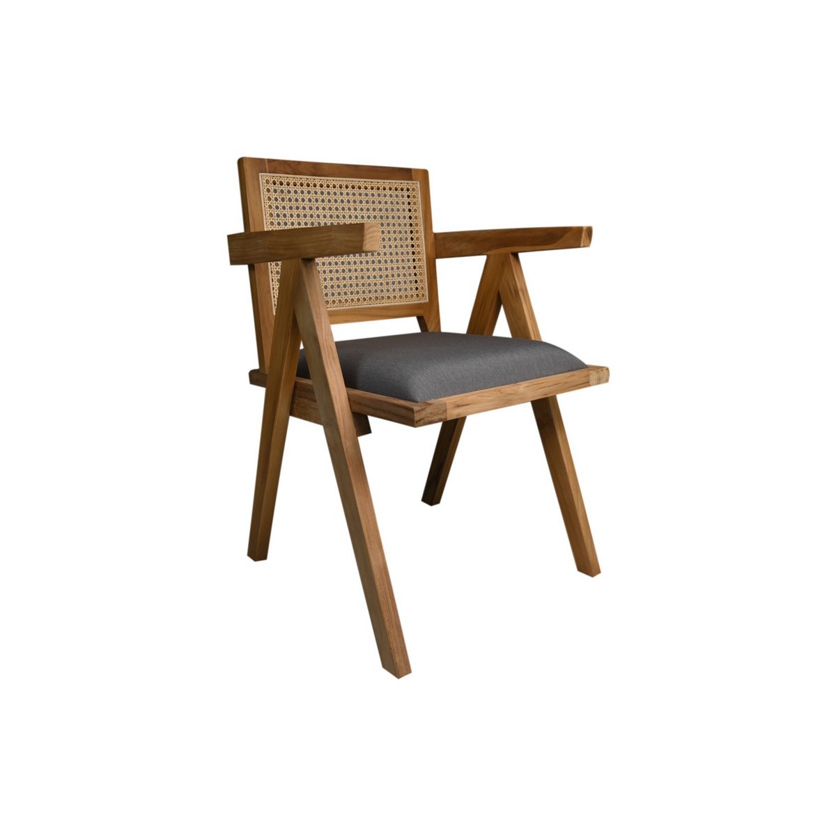 HSM Collection-Dining room chair Phi-52x54x83-Natural/Dark Gray-Teak/Fabric