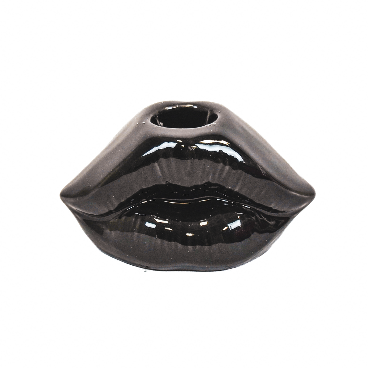 Housevitamin Lips Don't Lie Candlestick - Black - 10.5x6.5x5.5cm