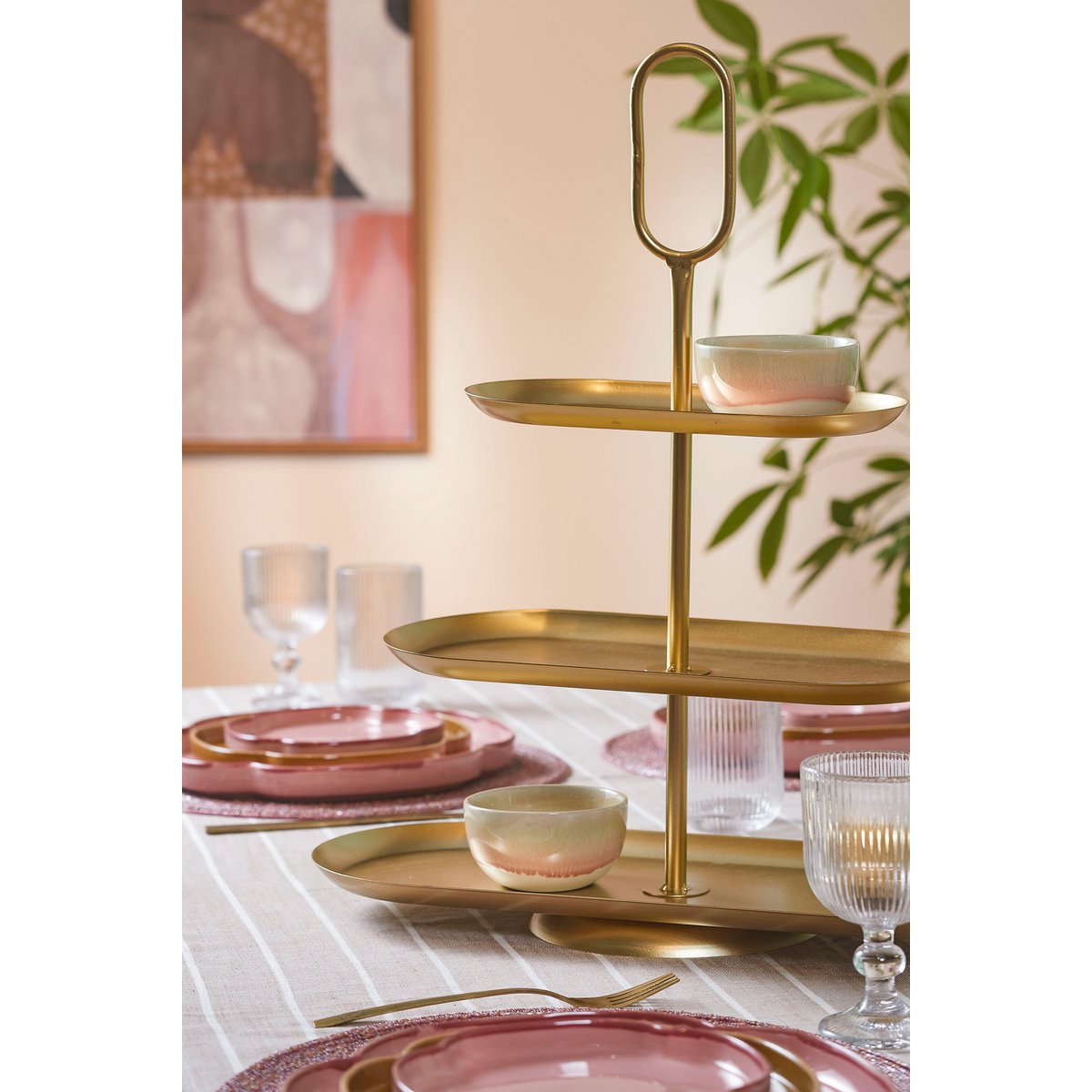 Rama Etagere 3 Laags - L48 x B20 x H55 cm - Metaal - Goud