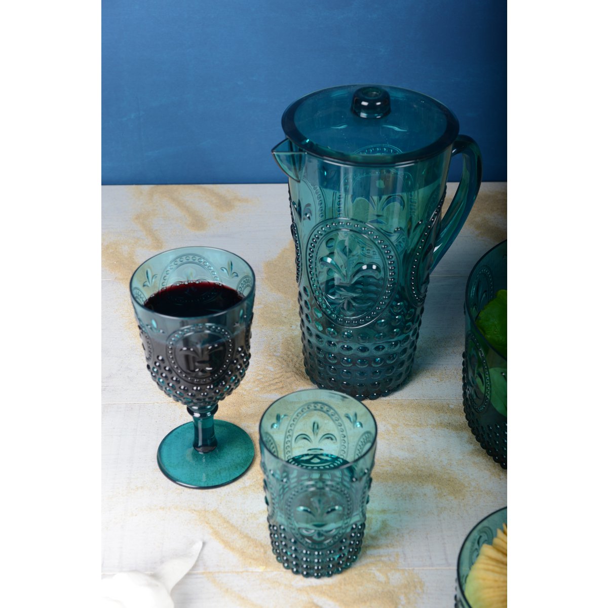 TURQUOISE ACRYLIC WINE GLASSES - SET OF 6