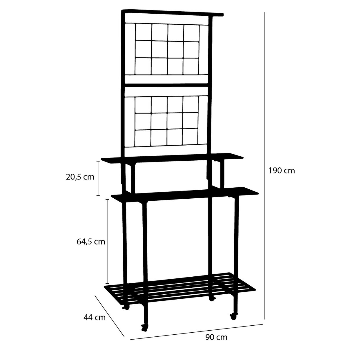 Greenrax Plant Stand - L90 x W44 x H190 cm - Metal - Black