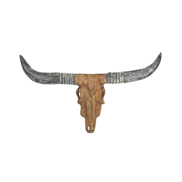 Wall decoration buffalo head - Natural wax - Teak