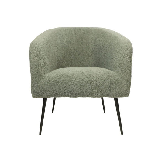 Fauteuil - 77x68x83 - Grijs/Zwart - Teddy/Bouclé/metaal