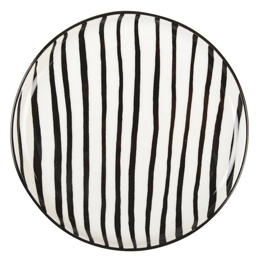 BLACK AND WHITE STRIPES BREAD PLATE 16CM