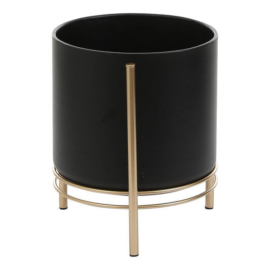 Sverre Flowerpot on Stand - H29 x Ø25 cm - Black, Gold