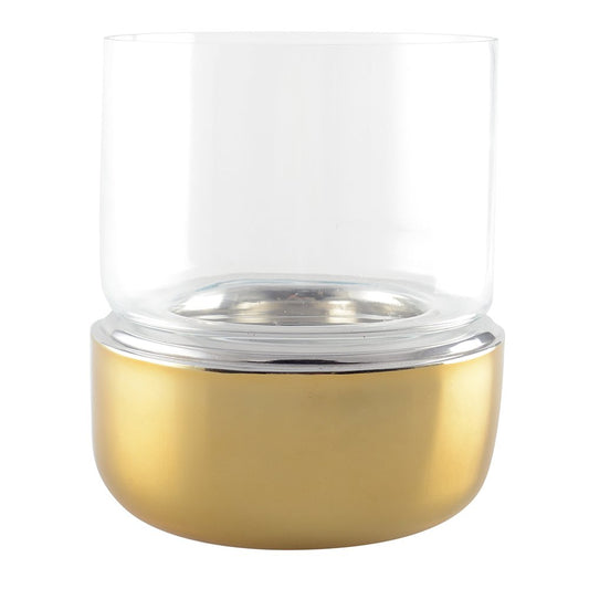 CANDLEHOLDER GOLD DOUBLE WALLED 16X16X26CM