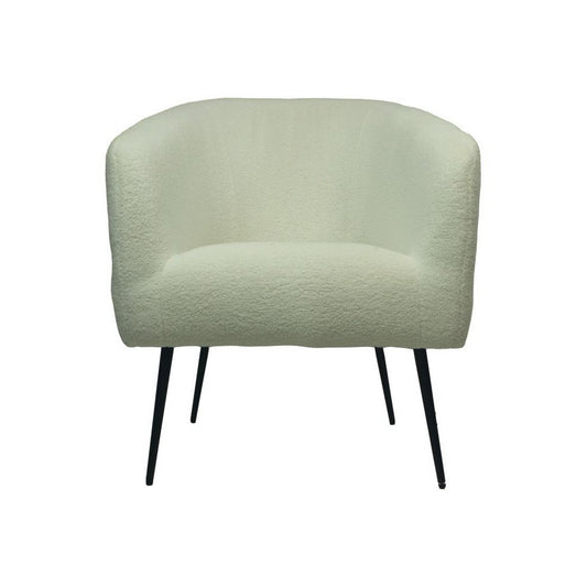 Fauteuil - 77x68x83 - Wit/Zwart - Teddy/bouclé/metaal