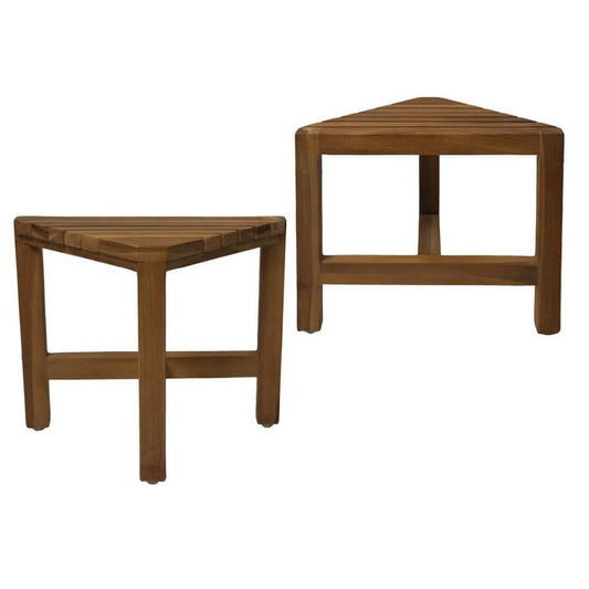 Decoratieve hoekkruk - 38x20x32 - Naturel - Teak - Set van 2