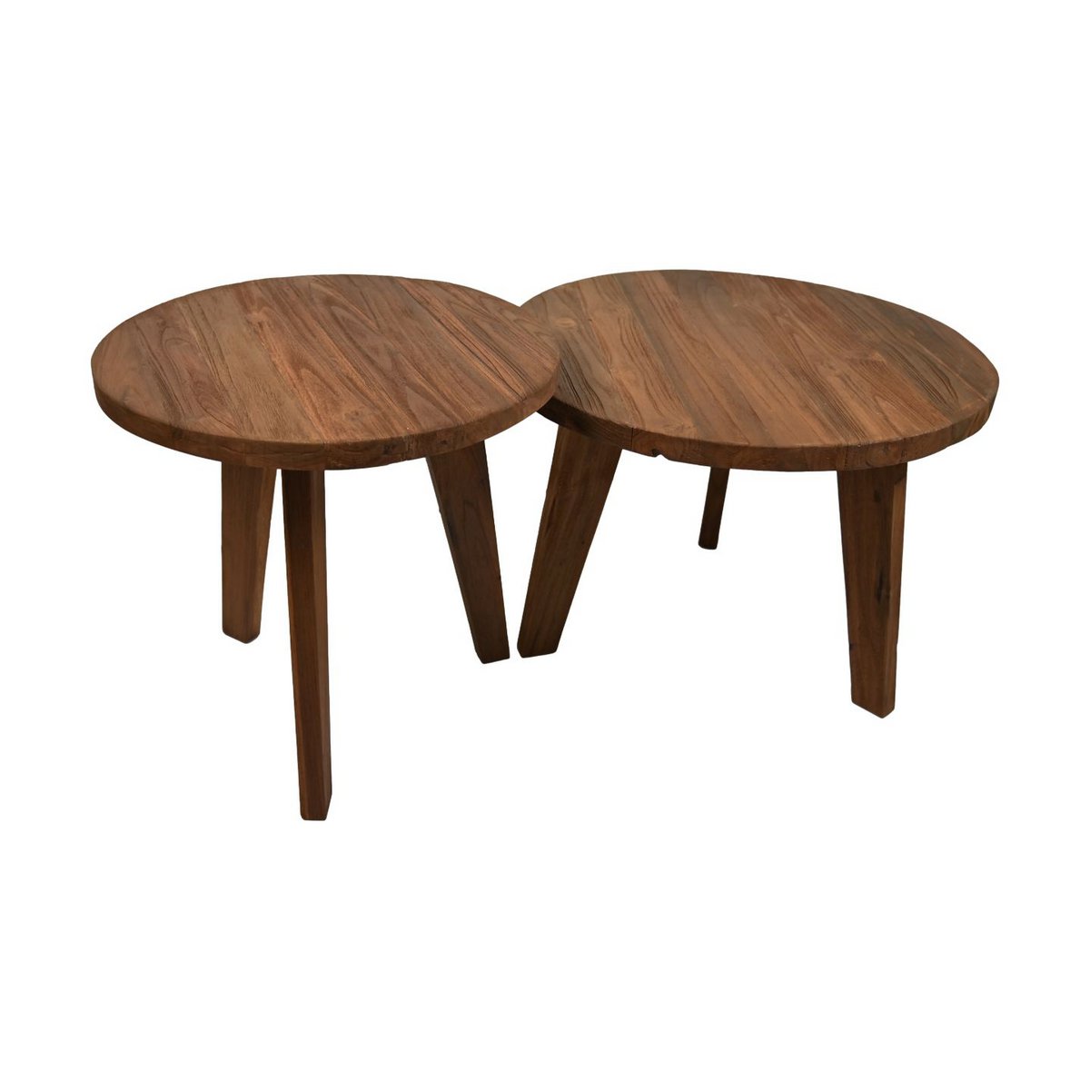 Coffee Tables Round Set of 2 - Ø60x43.5/Ø50x48.5 - Natural - Teak