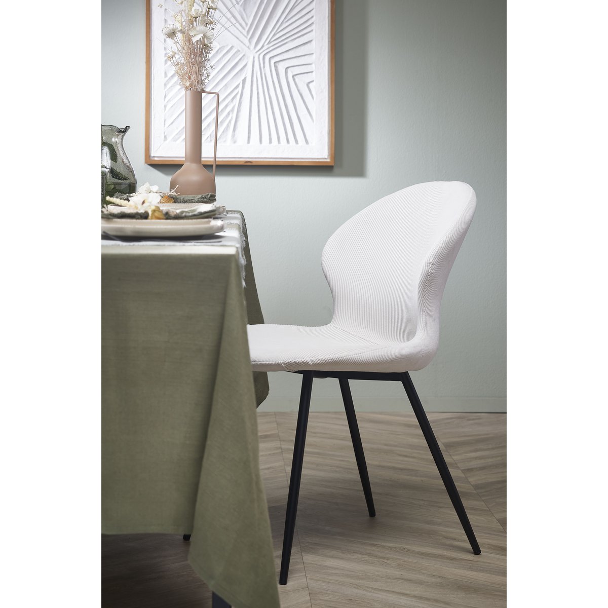 Max Dining room chair - Velvet - Off White