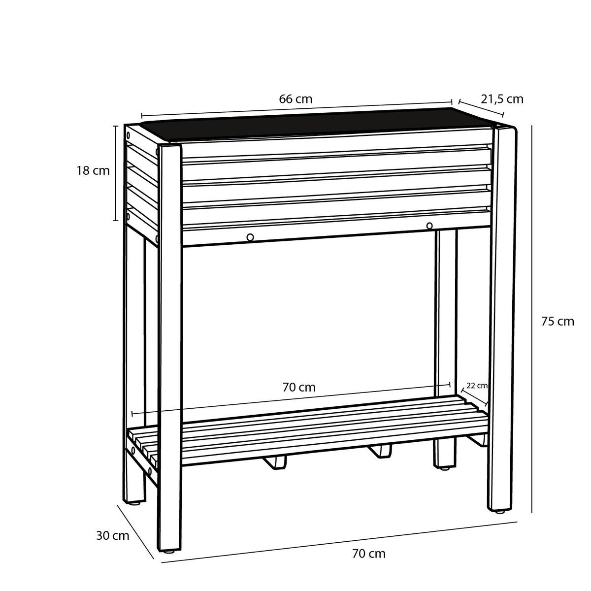 Glenwood Plantenbak Rechthoek voor Buiten - L70 x B30 x H75 cm - Acaciahout - Bruin