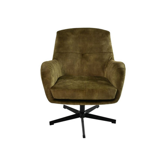 HSM Collection-Draaifauteuil Cleveland-75x73x88-Groen/Zwart-Stof/Metaal