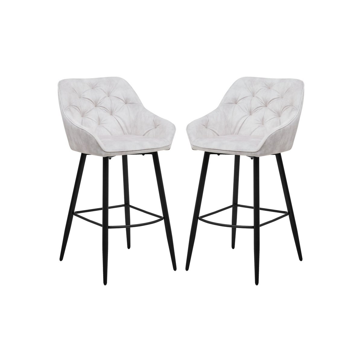 Bar stool Liverpool - Set of 2 - 56x61x107 - Velvet/metal - Beige