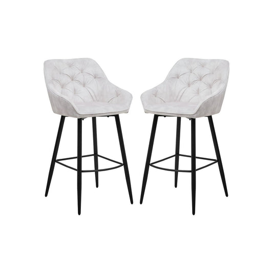 Bar stool Liverpool - Set of 2 - 56x61x107 - Velvet/metal - Beige