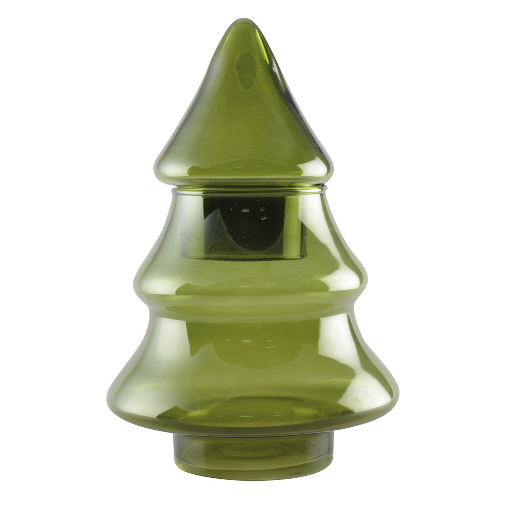 GROENE BOOM GLAZEN SNOEPDOOSJE 18X26CM