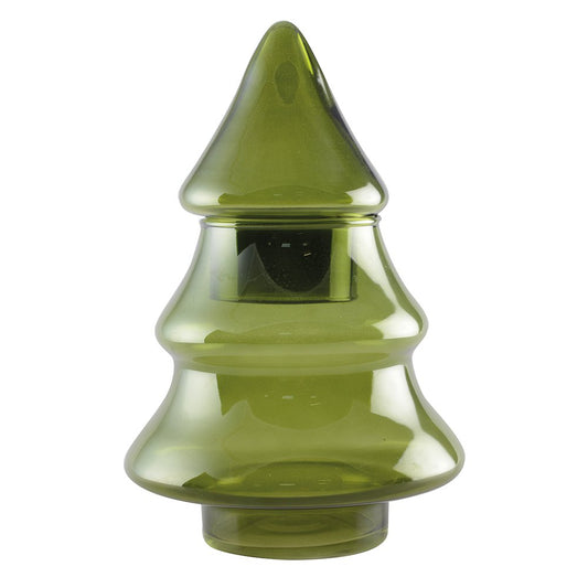 GROENE BOOM GLAZEN SNOEPDOOSJE 18X26CM