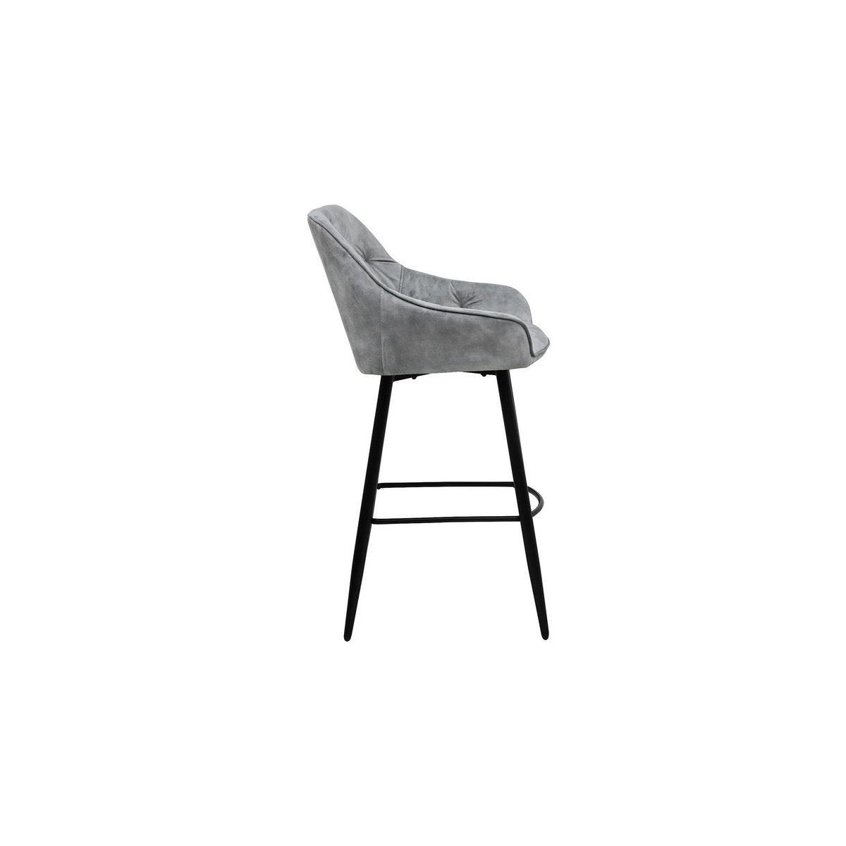 Bar stool Liverpool - Set of 2 - 56x61x107 - Velvet/metal - light Gray